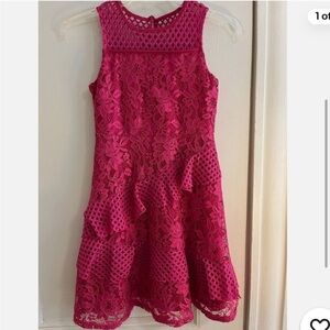 Girls pink eyelet lace dress